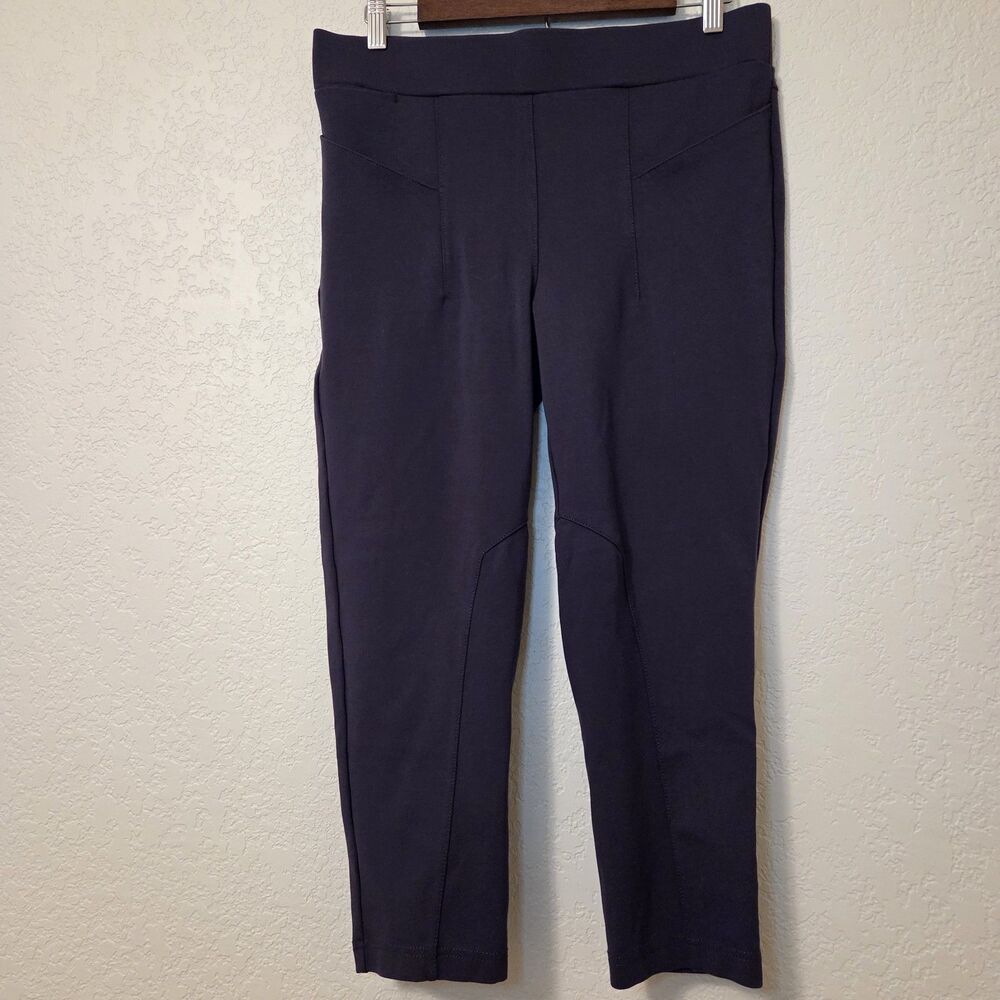 Betabrand Skinny Dress Pant Yoga Pant Ink Blue Womens Large Short Petite